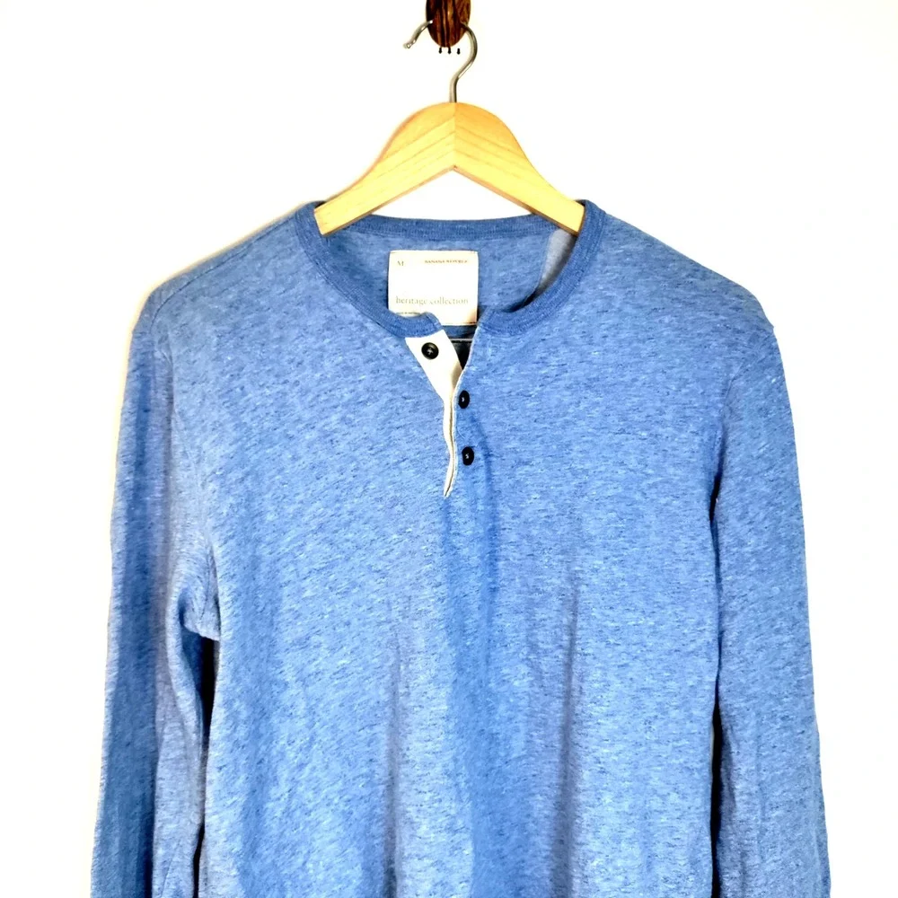 Banana Republic Heritage Collection Blue Heather Button Long‎ Sleeve Shirt Men M